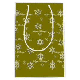 Goud Inpakpapier Prettig Kersteend Snowflakes Medium Cadeauzakje
