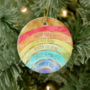 Goud Inspirerend Citaat Regenboog gepersonaliseerd Keramisch Ornament