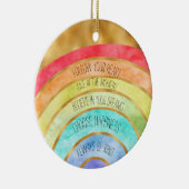 Goud Inspirerend Citaat Regenboog gepersonaliseerd Keramisch Ornament (Rechts)