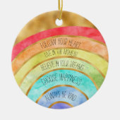 Goud Inspirerend Citaat Regenboog gepersonaliseerd Keramisch Ornament (Voorkant)