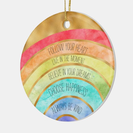 Goud Inspirerend Citaat Regenboog gepersonaliseerd Keramisch Ornament (Links)