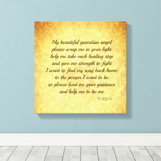 Goud inspirerend Engel herstel gedicht kunst Canvas Afdruk (Insitu (Houten vloer))
