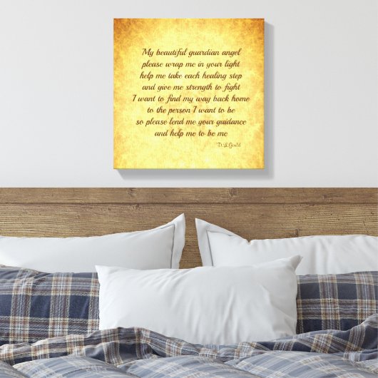 Goud inspirerend Engel herstel gedicht kunst Canvas Afdruk (Insitu (Slaapkamer))