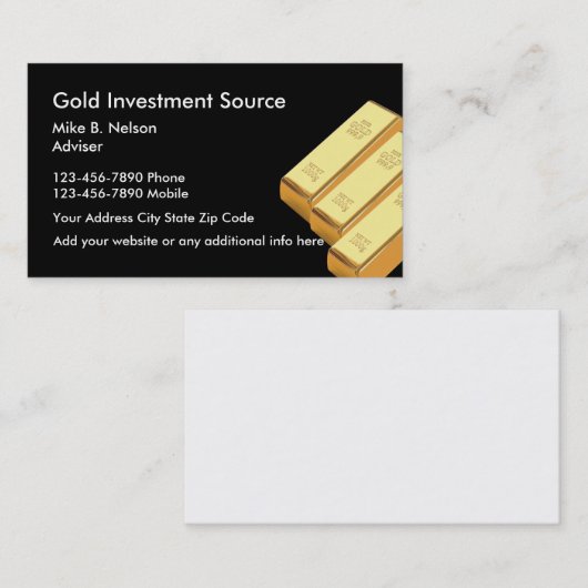 Goud-investeringsgoederen Visitekaartje (Voorkant / Achterkant)