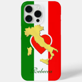 Goud Italië Kaart Monogrammed Italiaanse vlag Tele iPhone 15 Pro Max Hoesje