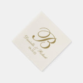 Goud | Ivoor Aangepaste bruiloft Monogram Papier s Servet (Hoek)
