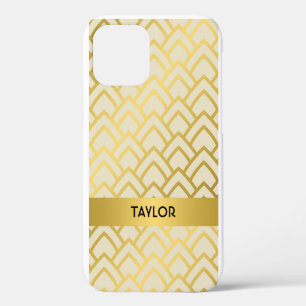 Goud Ivoor Art Deco Geometrisch Patroon Personalis iPhone 12 Hoesje