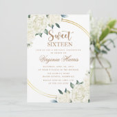 Goud Ivoor Bloemen Zoet Zestien 16 Verjaardag Kaart (Staand voorkant)