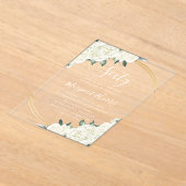 Goud Ivoor Bloemengroen 60e verjaardag Acryl Uitnodigingen (Laagn)