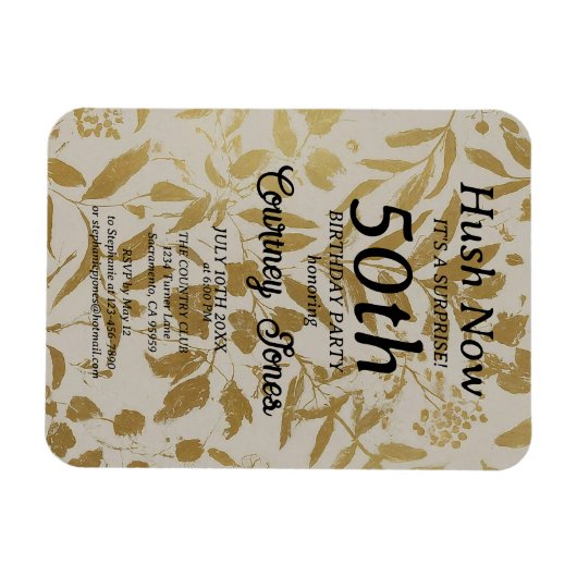 Goud Ivoor Botanische 50e Verjaardag 2.0 Magneet (Horizontaal)