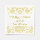 Goud Ivoor Damask Trouwpapier Servetten (Voorkant)