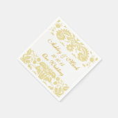 Goud Ivoor Damask Trouwpapier Servetten (Hoek)