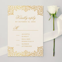  Goud Ivoor Elegant Antiek Script Wedding