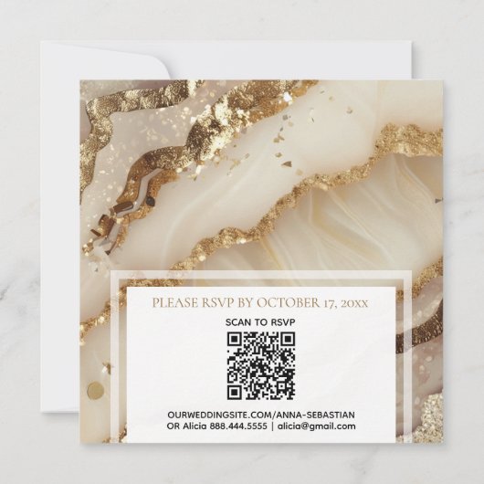 *~*GOUD IVOOR GOUD Agaat RSVP AR66 QR Bruiloft Kaart (Achterkant)