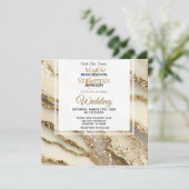 *~*GOUD IVOOR GOUD Marmer RSVP AR66 QR Bruiloft Kaart (Staand voorkant)