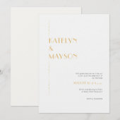 Goud & Ivoor Moderne Minimalistische Bruiloft Kaart (Voorkant / Achterkant)