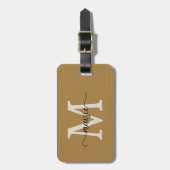 Goud Ivoor Monogram Script Naam Alleen Telefoon Bagagelabel (Voorkant verticaal)