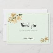 Goud ivoor munt groen wit lelie bloem Dank u Kaart (Voorkant)