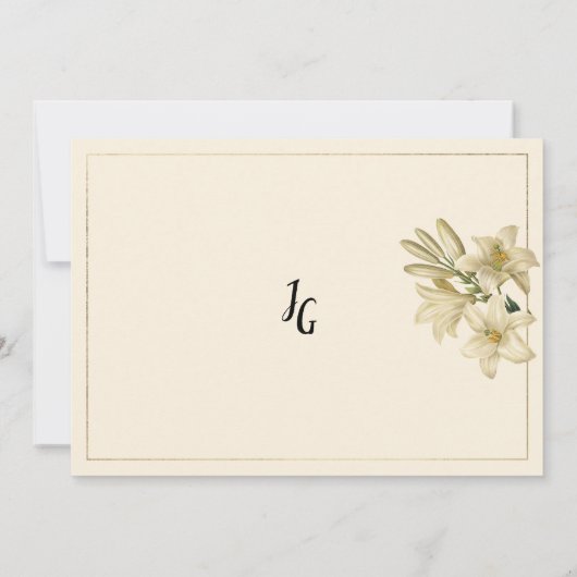 Goud ivoor munt groen wit lelie bloem Dank u Kaart (Achterkant)