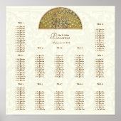 Goud Ivoor  Pauw Tortelduifjes 12 Tafels Poster (Voorkant)