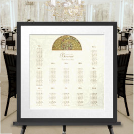 Goud Ivoor Pauw Tortelduifjes 12 Tafels Poster