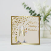 Goud Ivoor Vrouw Elegant Goud Crème Verjaardag Kaart (Staand voorkant)