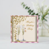 Goud Ivoor Vrouw Roze Goud Crème Verjaardag Kaart (Staand voorkant)