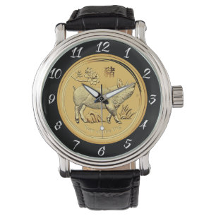 GOUD JAAR VAN DE PIG-MUNTEN HORLOGE