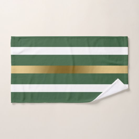 Goud jager-groen en witte strepen bad handdoek (Handdoek)