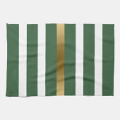 Goud jager-groen en witte strepen theedoek (Horizontaal)