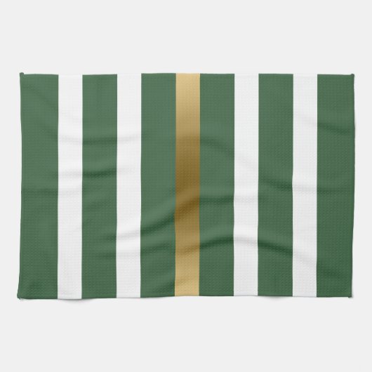 Goud jager-groen en witte strepen theedoek (Horizontaal)