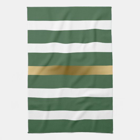 Goud jager-groen en witte strepen theedoek (Verticaal)