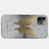 Goud Jeweled Butterfly Damask Case-Mate iPhone Case (Achterkant (horizontaal))