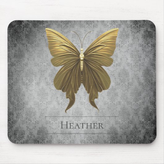 Goud Jeweled Butterfly Damask Muismat (Voorkant)