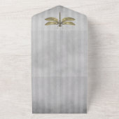 Goud Jeweled Dragonfly Bruiloft All In One Uitnodiging (Buitenkant)