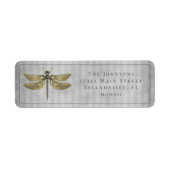 Goud Jeweled Dragonfly Bruiloft Etiket (Voorkant)