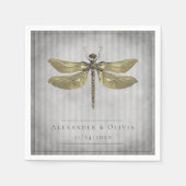 Goud Jeweled Dragonfly Bruiloft Servet (Voorkant)