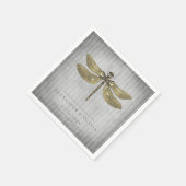 Goud Jeweled Dragonfly Bruiloft Servet (Hoek)