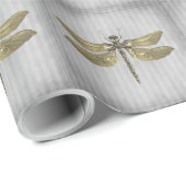 Goud Jeweled Dragonfly Cadeaupapier (Rol Hoek)