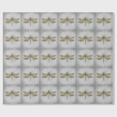 Goud Jeweled Dragonfly Cadeaupapier (Vlak)