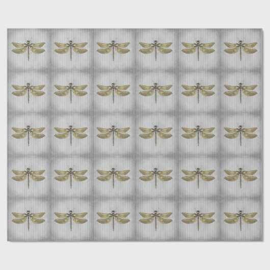 Goud Jeweled Dragonfly Cadeaupapier (Vlak)