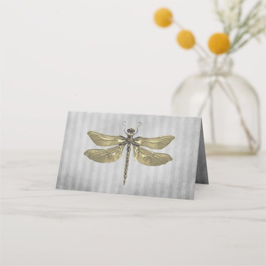 Goud Jeweled Dragonfly receptie Plaatskaartje (Achterkant)