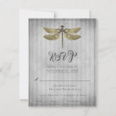 Goud Jeweled Dragonfly Wedding RSVP (Voorkant)