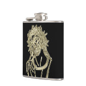 Goud Jezus kijkt op naar god en glimpte helder Heupfles (Links)