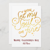 Goud, jij zet mijn ziel in vuur en vlam Valentijns Feestdagenkaart (Voorkant / Achterkant)