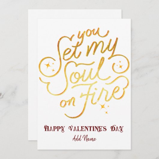 Goud, jij zet mijn ziel in vuur en vlam Valentijns Feestdagenkaart (Voorkant / Achterkant)