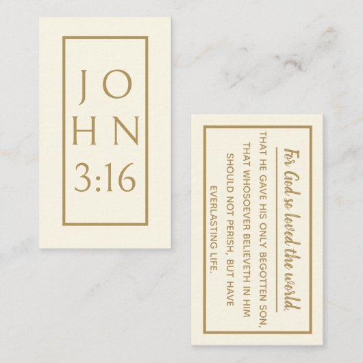 Goud Johannes 3:16 Evangelie Tractaat Visitekaartje (Voorkant / Achterkant)
