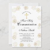 Goud | Jongen Eerste Heilige Communie Uitnodiging (Voorkant)