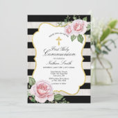 Goud | Jongen Eerste Heilige Communie Uitnodiging (Staand voorkant)