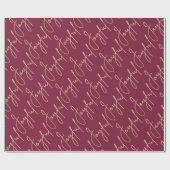 Goud JOYFUL op Cranberry Cadeaupapier (Vlak)